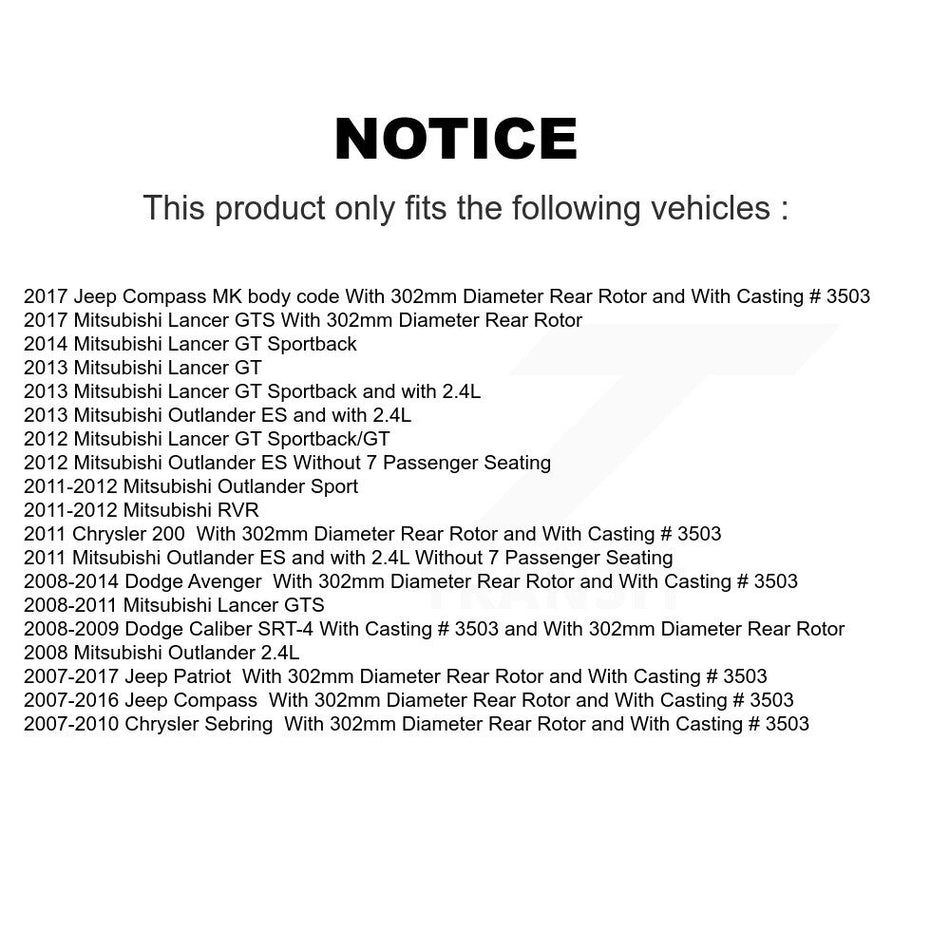 Rear Disc Brake Coated Caliper Drill Slot Rotor Semi-Metallic Pad Kit For Jeep Patriot Dodge Compass Avenger Chrysler Sebring Mitsubishi Lancer Caliber 200 Outlander Sport RVR KCD-100531P