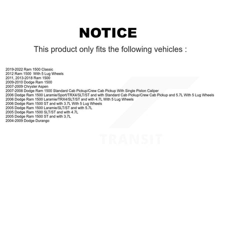 Rear Brake Caliper Drill Slotted Rotors Semi-Metallic Pad Kit For Ram 1500 Classic Dodge KCD-100604P