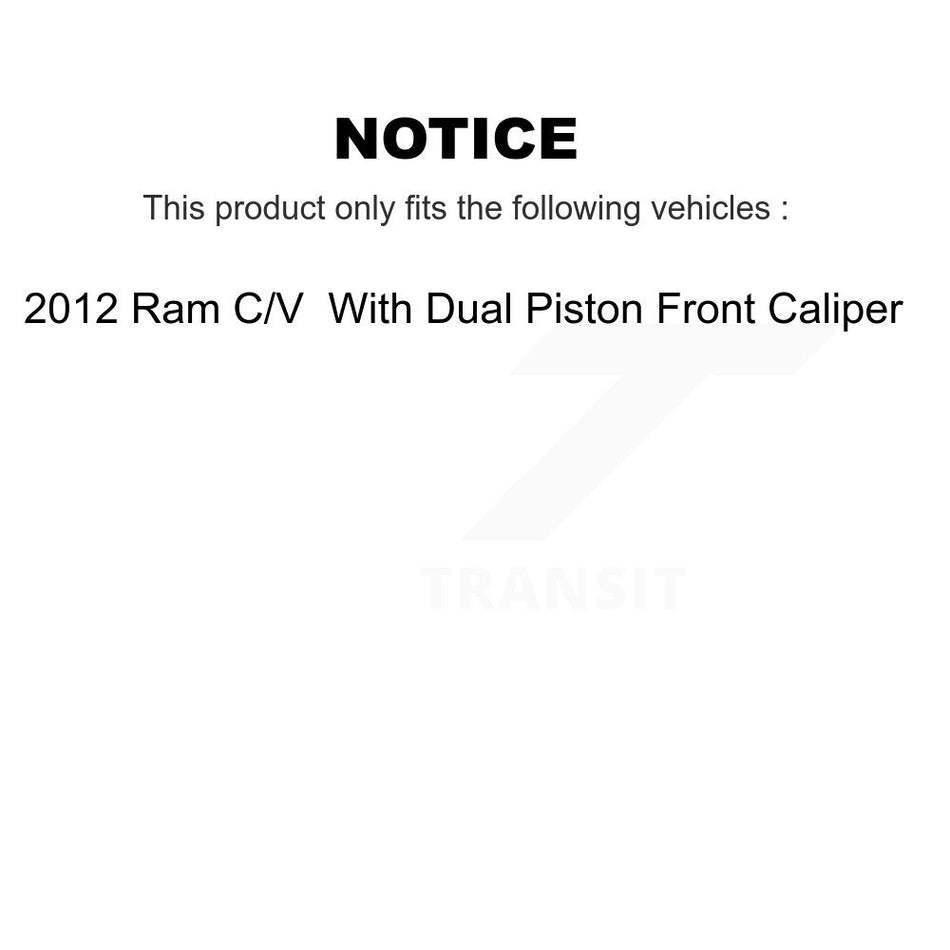 Rear Disc Brake Coated Caliper Drilled Slotted Rotors And Ceramic Pads Kit For Ram C/V KCD-100640T