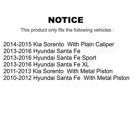 Rear Brake Caliper Drill Slotted Rotor Ceramic Pad Kit For Hyundai Santa Fe Sport Kia XL KCD-100667C
