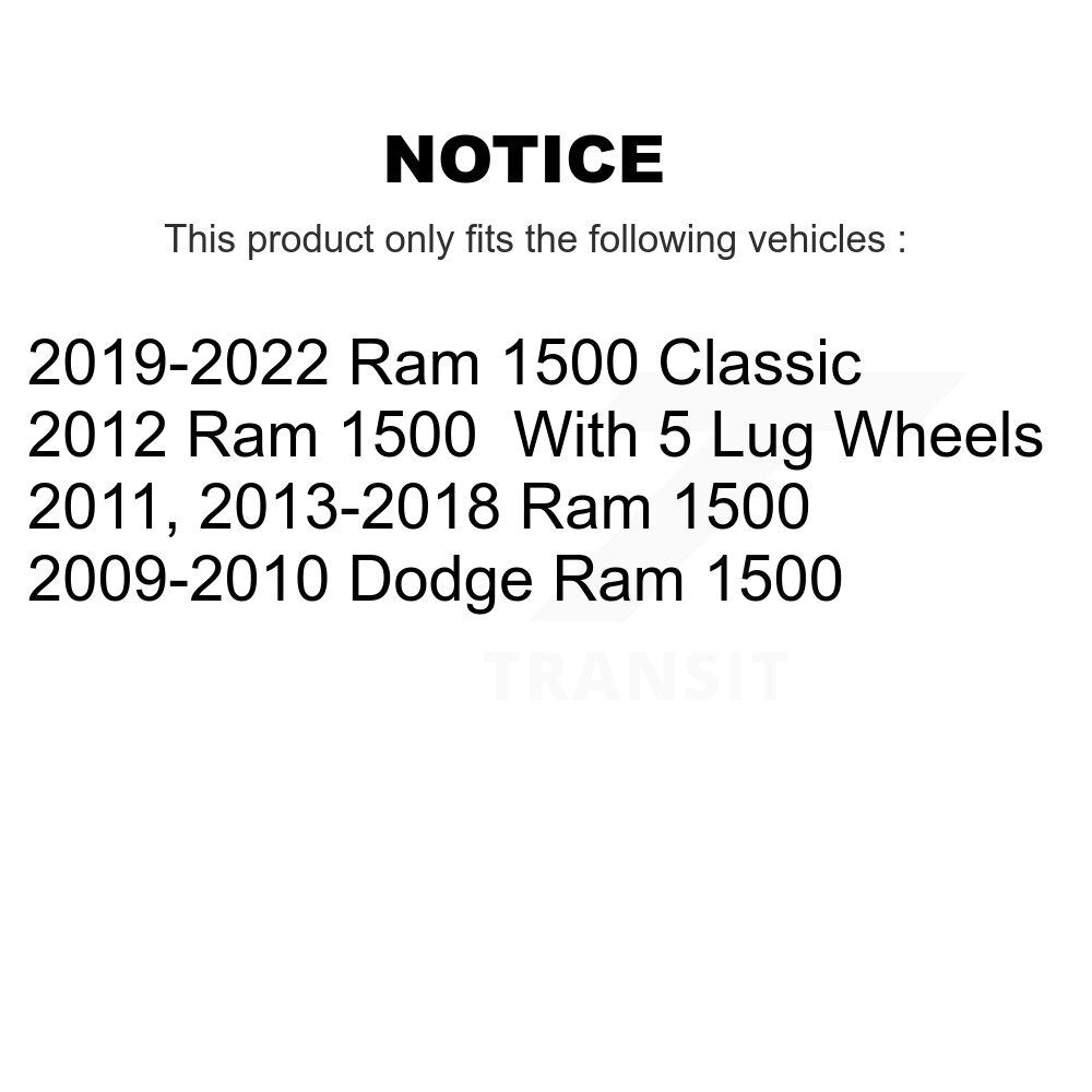 Front Rear Brake Coat Caliper Drill Slot Rotor Semi-Metallic Pad Kit (10Pc) For Ram 1500 KCD-100735N