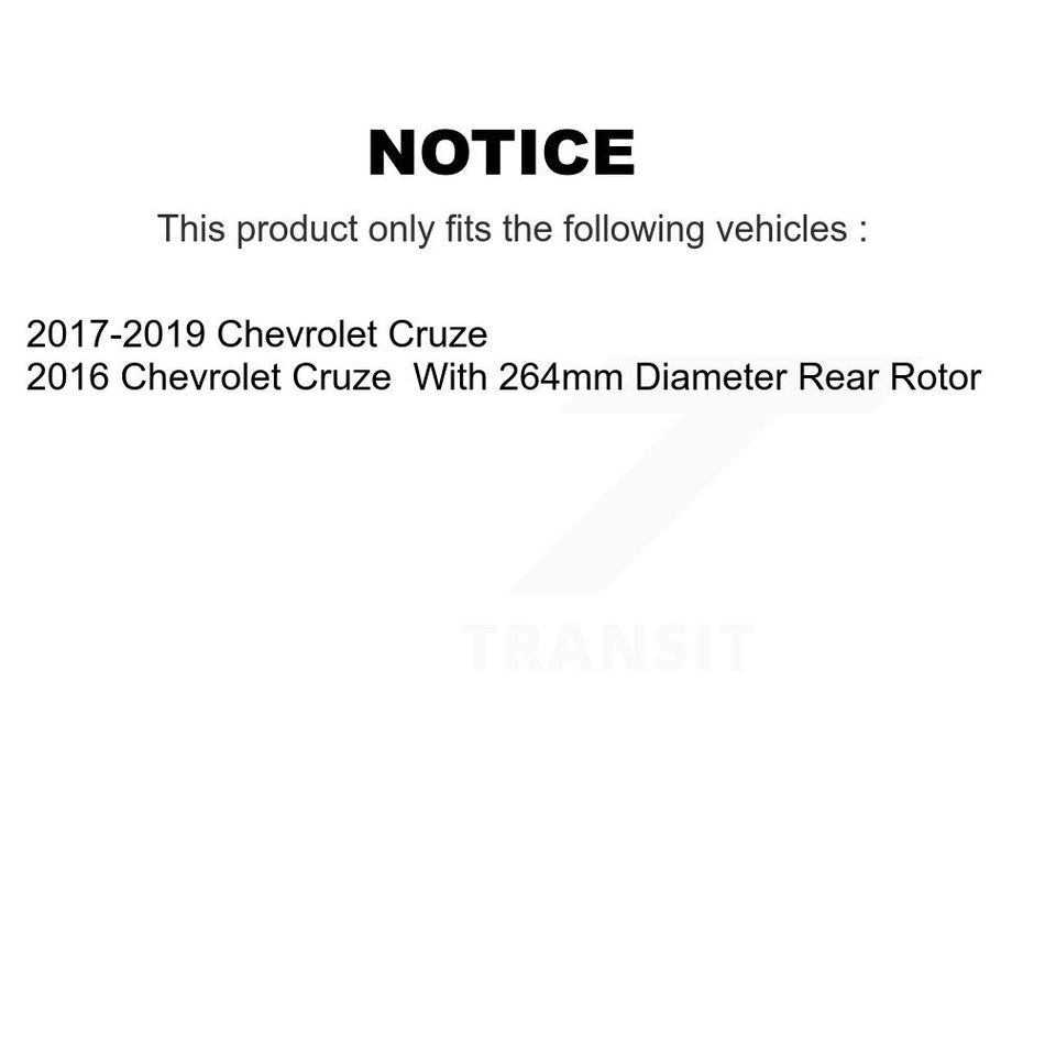Rear Disc Brake Coated Caliper Drilled Slotted Rotors And Ceramic Pads Kit For Chevrolet Cruze KCD-101290N
