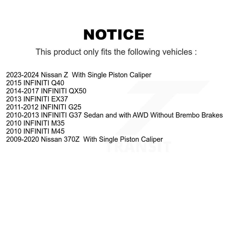 Rear Disc Brake Coated Caliper Drilled Slotted Rotors And Ceramic Pads Kit For 2010 Nissan 370Z Base Touring Without Sport Package KCD-101317N