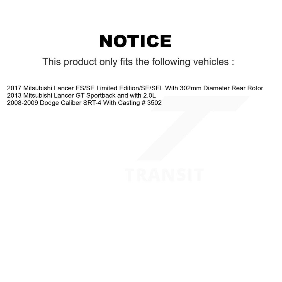 Rear Disc Brake Coated Caliper Drilled Slotted Rotors And Ceramic Pads Kit For Dodge Caliber Mitsubishi Lancer KCD-101442N