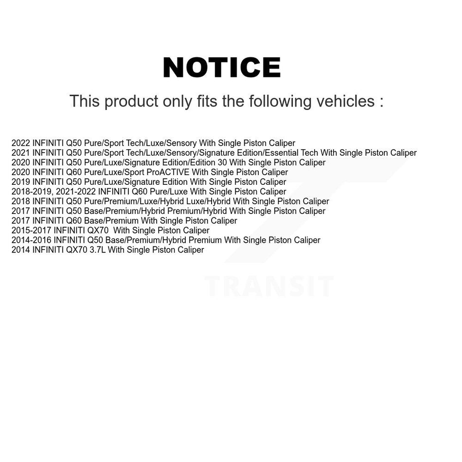 Rear Disc Brake Coated Caliper Drilled Slotted Rotors And Ceramic Pads Kit For INFINITI Q50 Q60 Q70 Q70L KCD-101542N