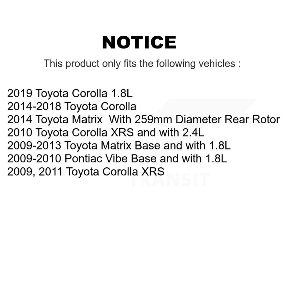 Rear Brake Caliper Drill Slotted Rotor Ceramic Pad Kit For Toyota Corolla Matrix Pontiac KCD-101687N