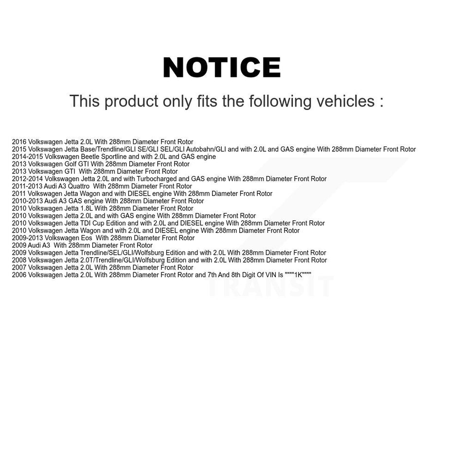 Front Disc Brake Caliper Coated Rotors And Semi-Metallic Pads Kit For Volkswagen Jetta Beetle Eos Audi A3 GTI Golf Quattro KCG-100003N