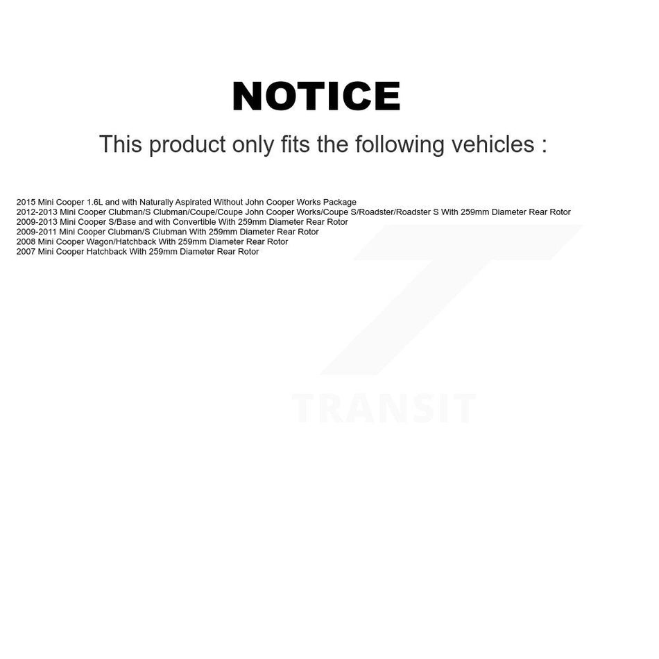 Rear Disc Brake Caliper Coated Rotors And Ceramic Pads Kit For Mini Cooper KCG-100007T