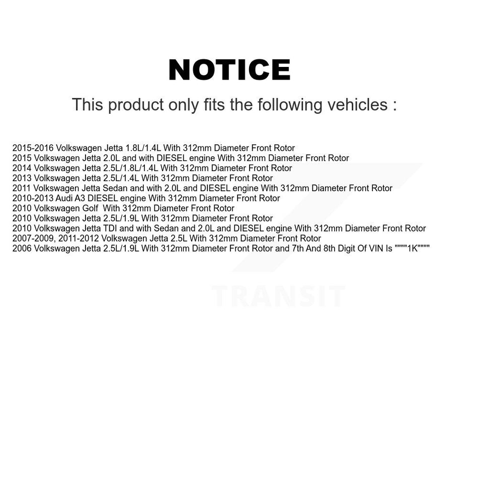 Front Disc Brake Caliper Coated Rotors And Semi-Metallic Pads Kit For Volkswagen Jetta Audi A3 Golf KCG-100008N