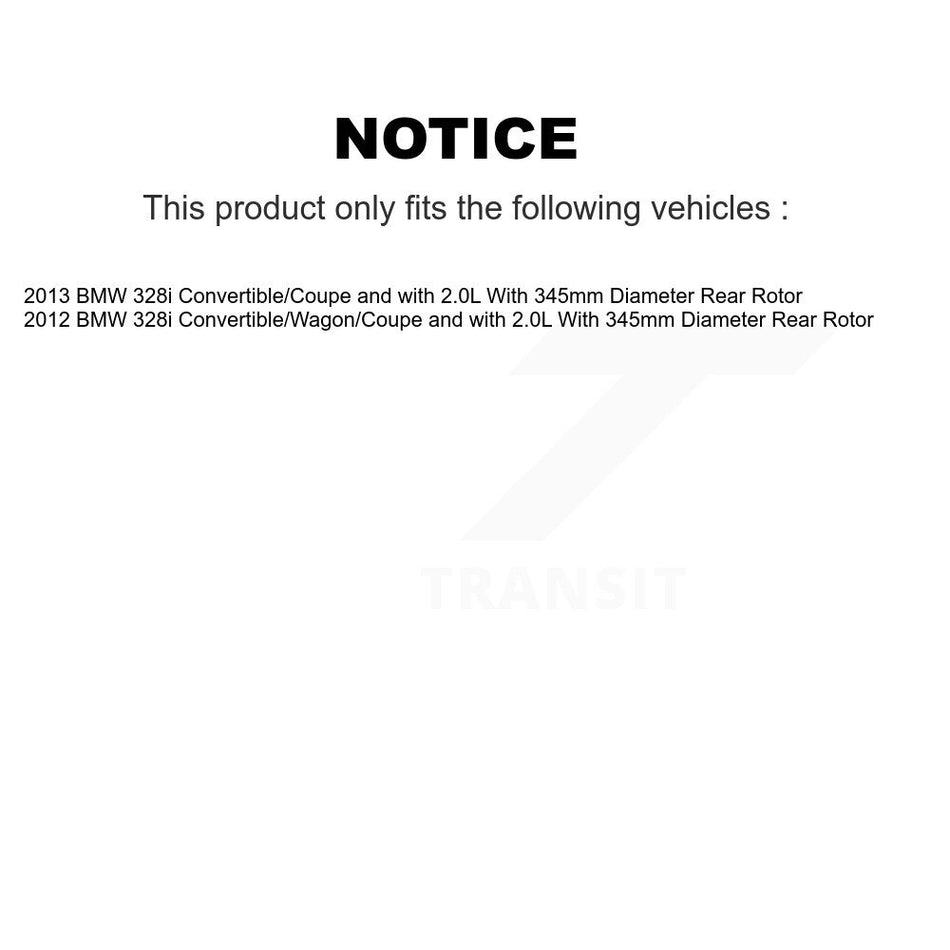 Rear Disc Brake Caliper Coated Rotors And Ceramic Pads Kit For 2012 BMW 328i 2.0L With Blue Painted Calipers KCG-100020T