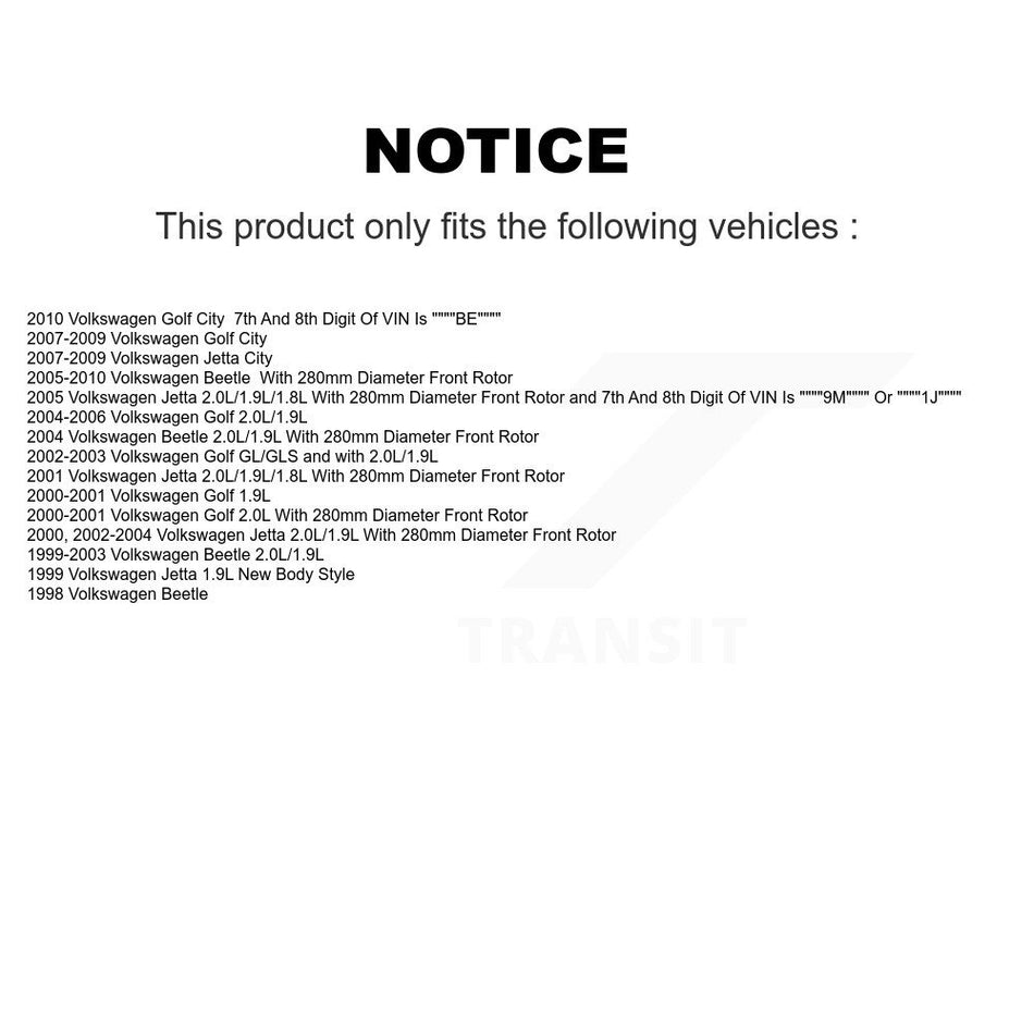 Front Disc Brake Caliper Coated Rotors And Semi-Metallic Pads Kit For Volkswagen Jetta Beetle Golf City KCG-100021N