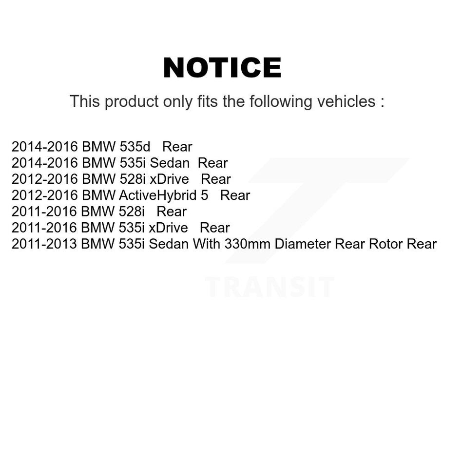 Rear Disc Brake Caliper Coated Rotors And Ceramic Pads Kit For BMW 528i 535i xDrive 535d ActiveHybrid 5 KCG-100035C