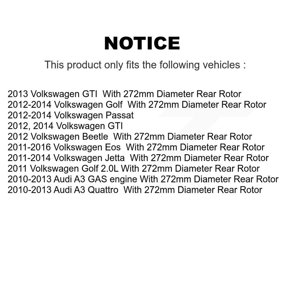 Rear Disc Brake Caliper Coated Rotors And Semi-Metallic Pads Kit For Volkswagen Jetta Passat Golf GTI Beetle Eos Audi A3 Quattro KCG-100052P