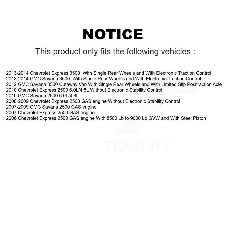 Rear Disc Brake Caliper Coated Rotors And Ceramic Pads Kit For Chevrolet Express 2500 3500 GMC Savana KCG-100086T