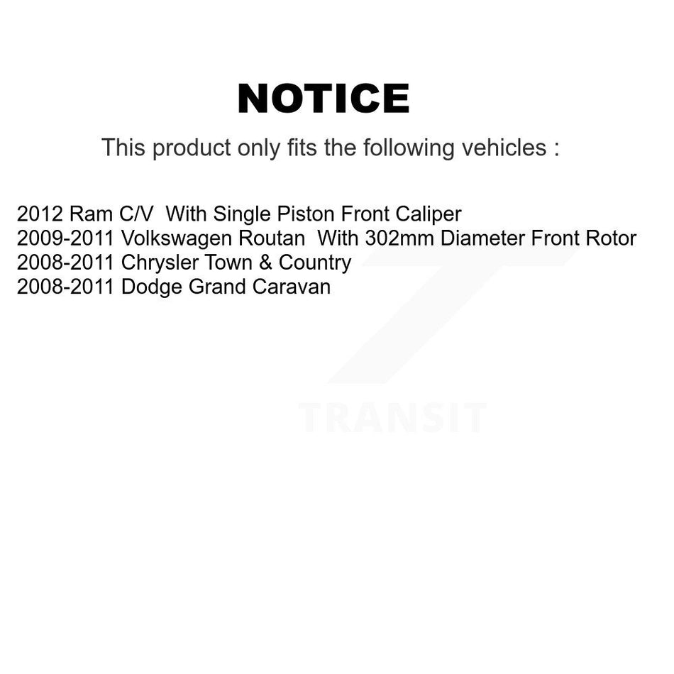 Front Brake Caliper Coat Rotor & Ceramic Pad Kit For Dodge Grand Caravan Chrysler Town KCG-100092N
