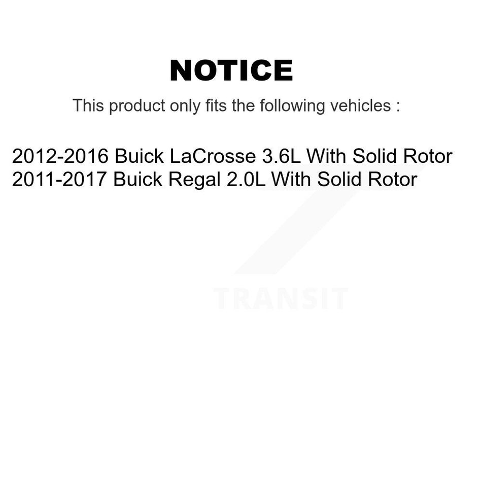 Rear Disc Brake Caliper Coated Rotors And Semi-Metallic Pads Kit For Buick LaCrosse Regal With Solid Rotor KCG-100102S