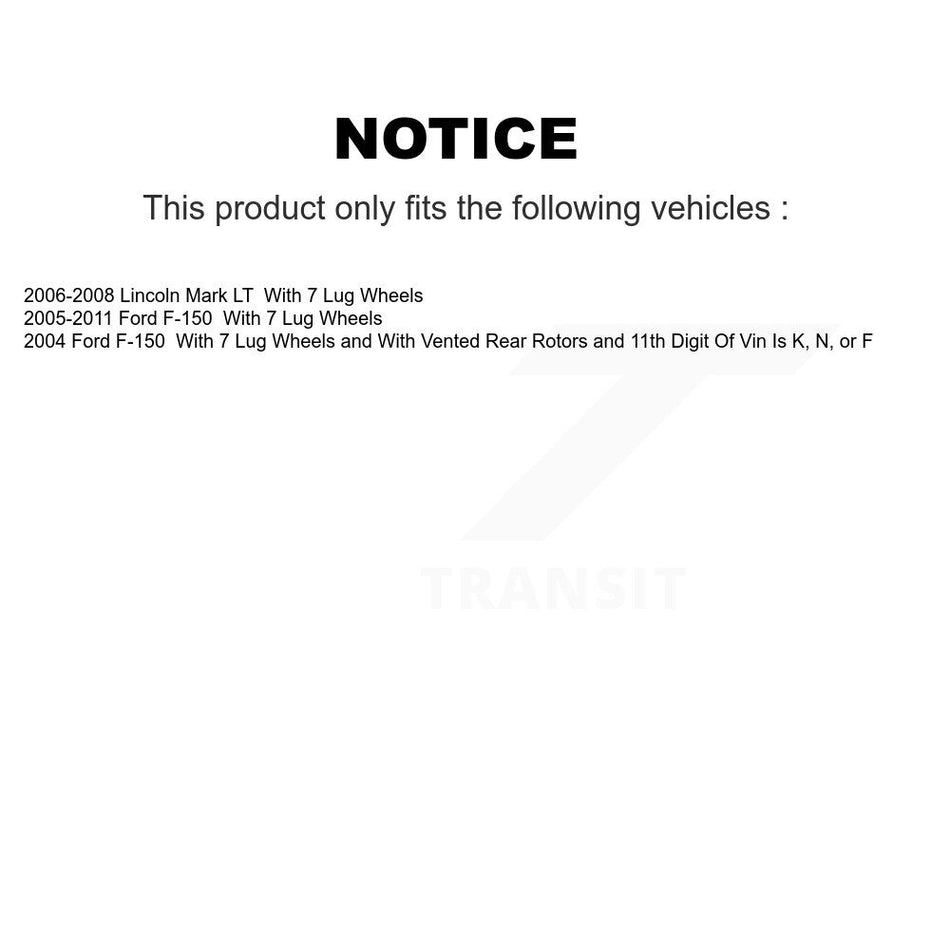 Rear Disc Brake Caliper Coated Rotors And Semi-Metallic Pads Kit For Ford F-150 Lincoln Mark LT KCG-100103P