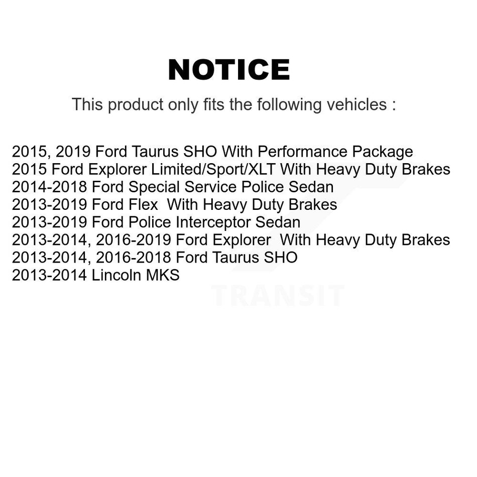 Rear Brake Caliper Coat Rotor Semi-Metallic Pad Kit For Ford Explorer Flex Taurus Police KCG-100125P