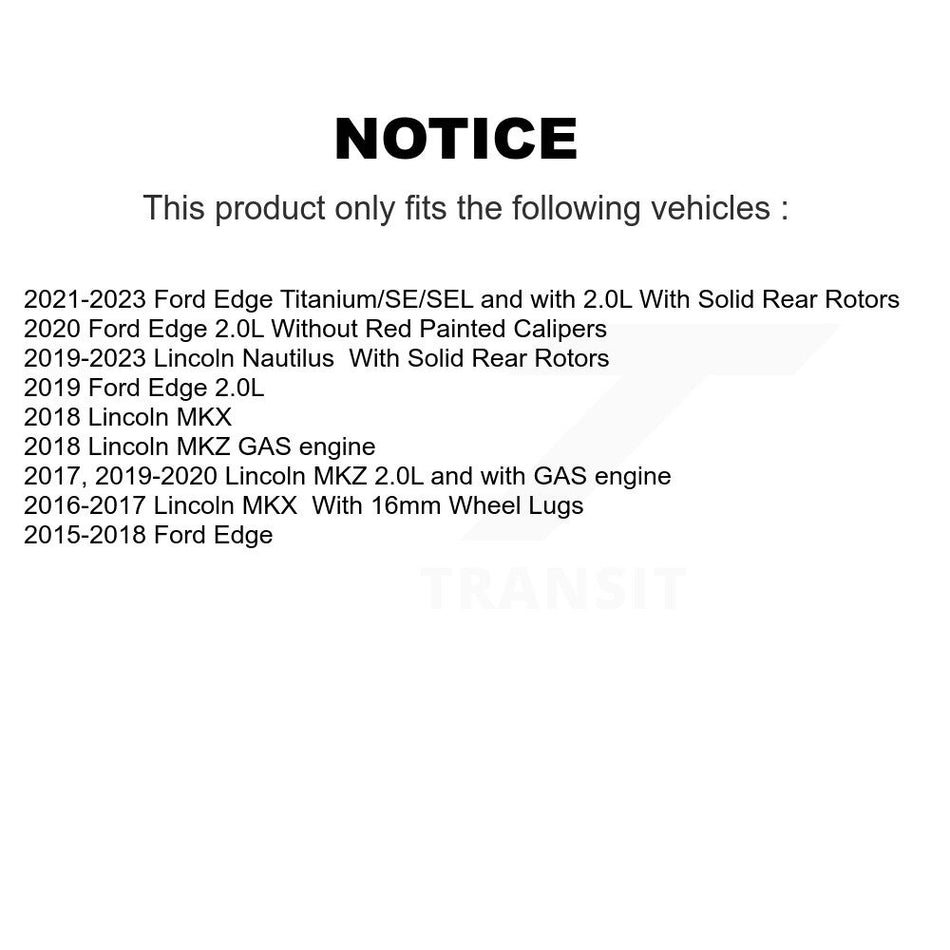Rear Brake Caliper Coat Rotor & Semi-Metallic Pad Kit For Ford Edge Lincoln MKX Nautilus KCG-100147S