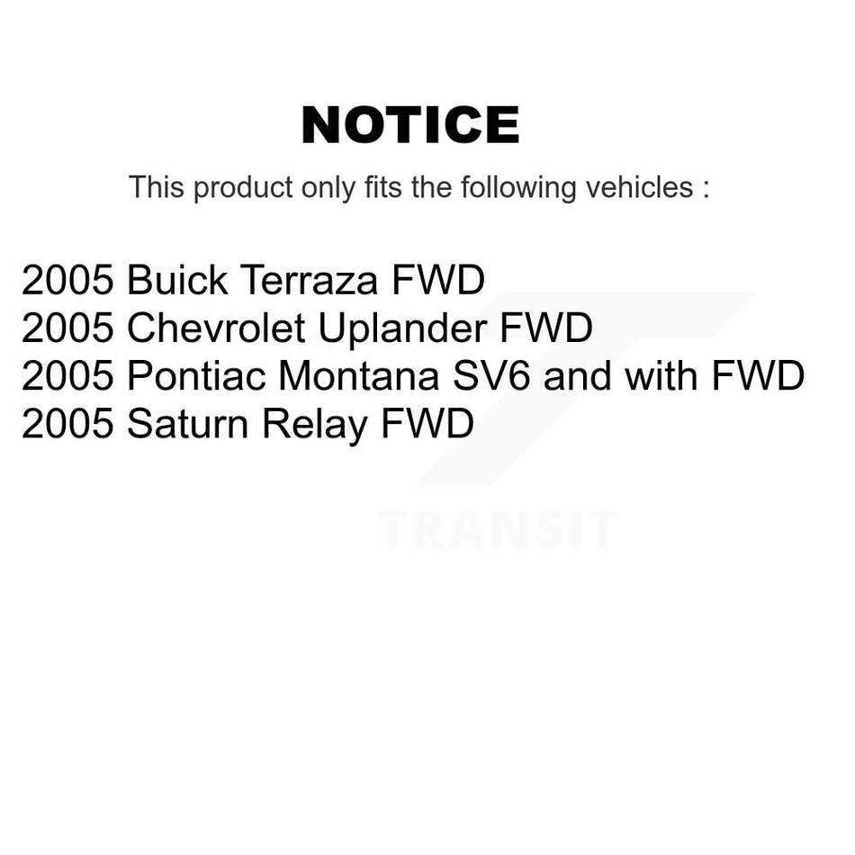 Rear Disc Brake Caliper Coated Rotors And Semi-Metallic Pads Kit For 2005 Chevrolet Uplander Pontiac Montana Buick Terraza Saturn Relay KCG-100152S
