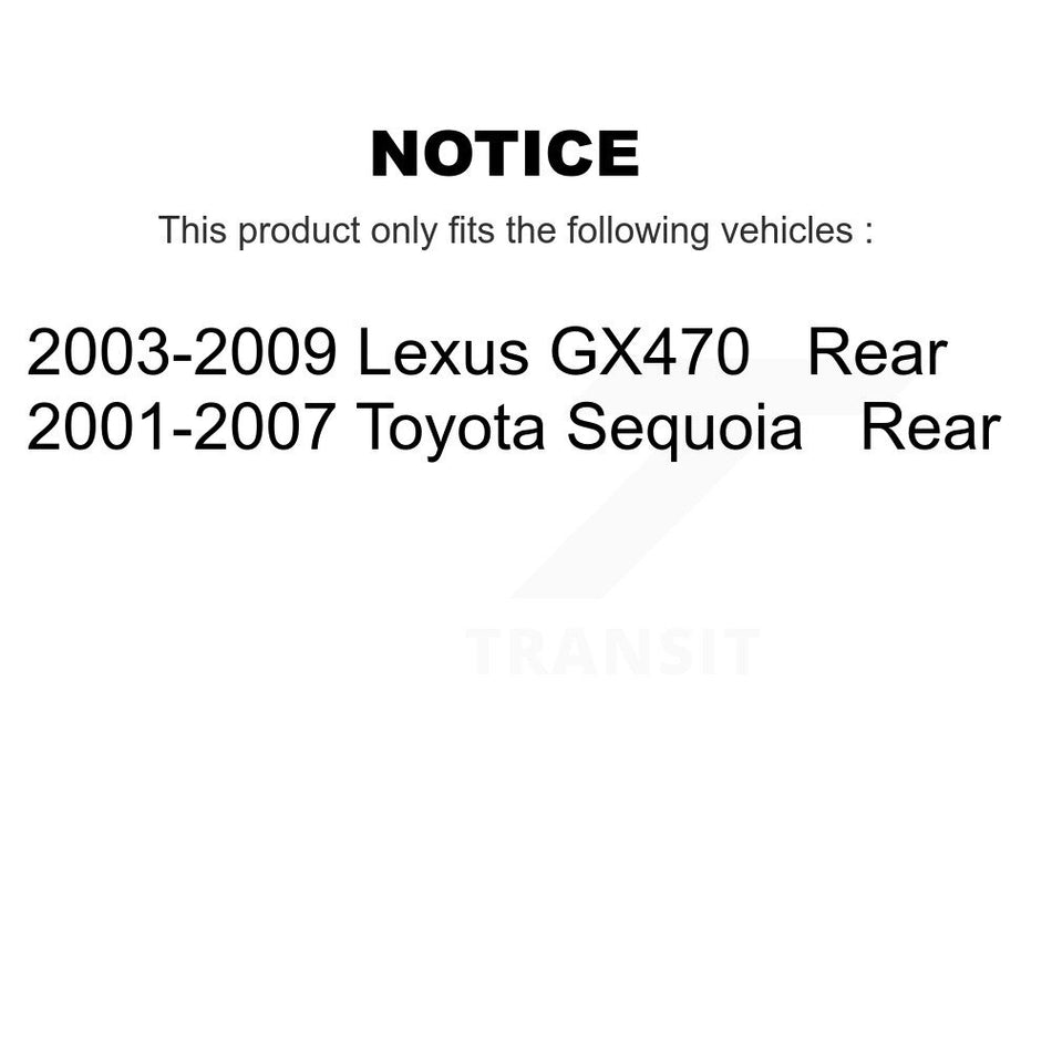 Rear Disc Brake Caliper Coated Rotors And Ceramic Pads Kit For Toyota Sequoia Lexus GX470 KCG-100174C