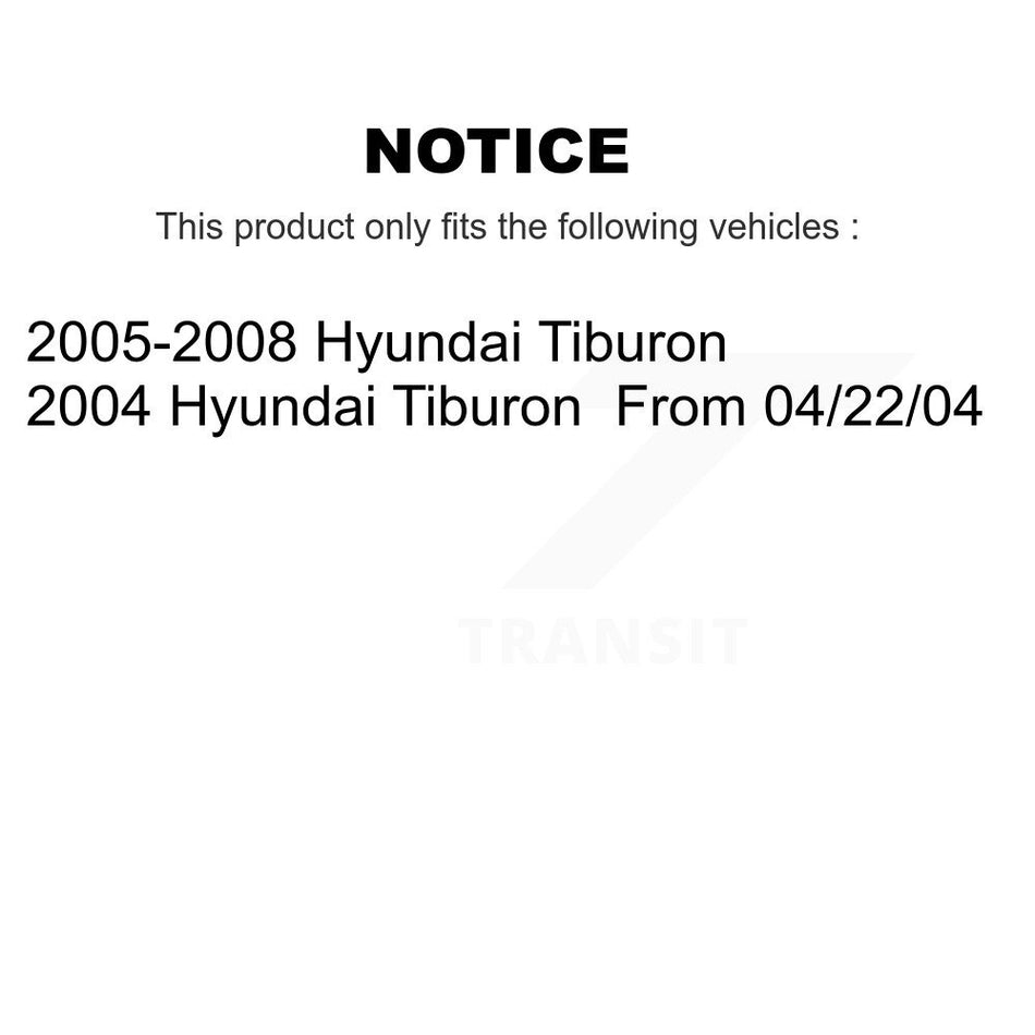 Rear Disc Brake Caliper Coated Rotors And Ceramic Pads Kit For Hyundai Tiburon KCG-100194C