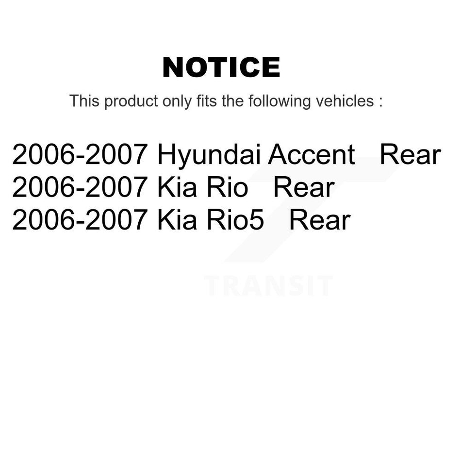 Rear Disc Brake Caliper Coated Rotors And Semi-Metallic Pads Kit For 2006-2007 Hyundai Accent Kia Rio Rio5 KCG-100196P