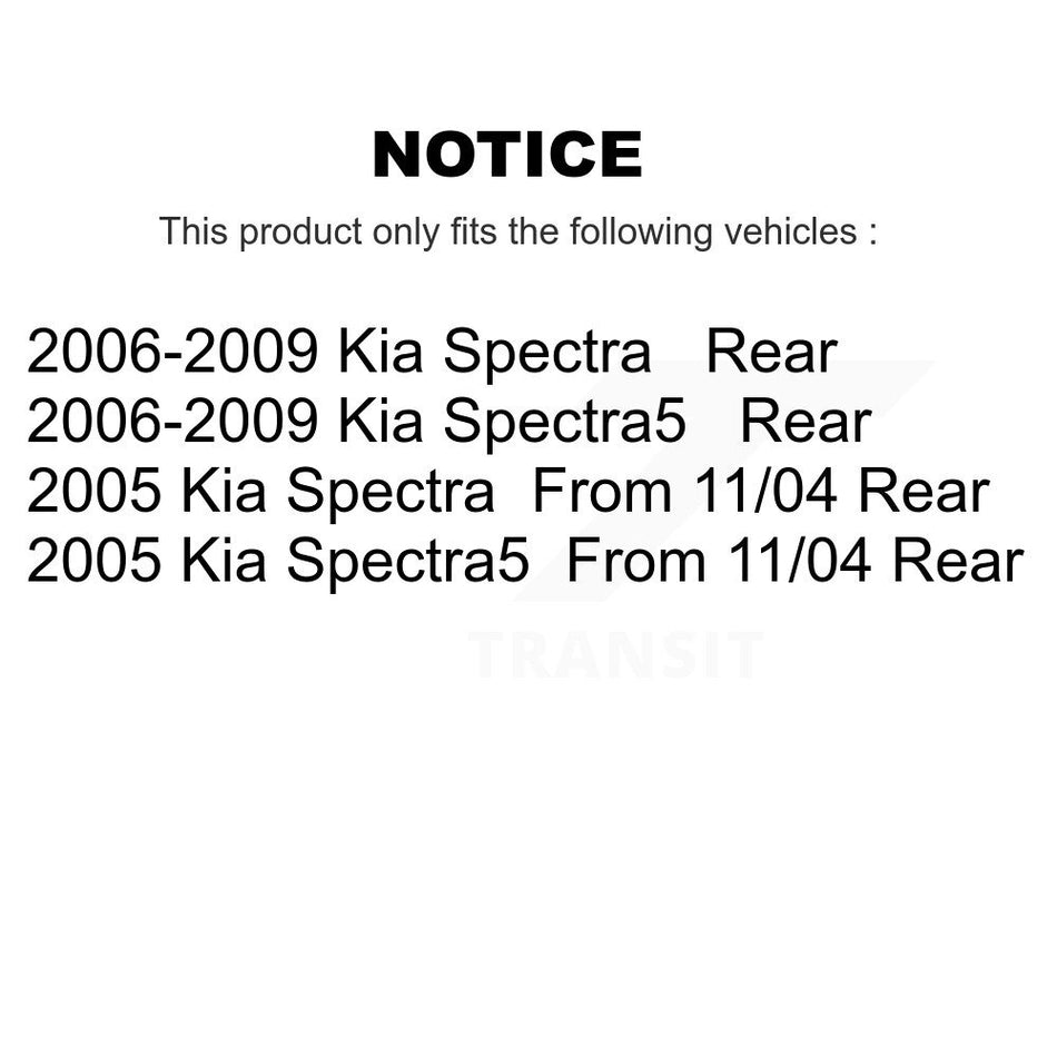 Rear Disc Brake Caliper Coated Rotors And Semi-Metallic Pads Kit For Kia Spectra Spectra5 KCG-100218P