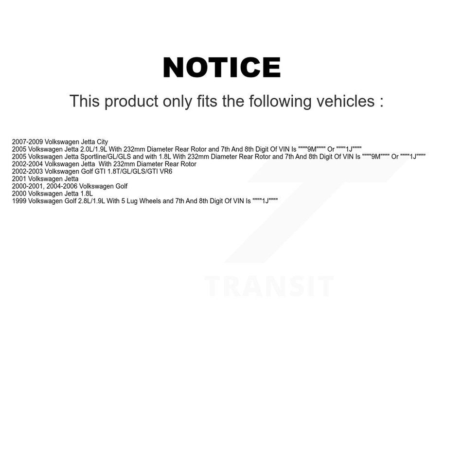 Rear Disc Brake Caliper Coated Rotors And Semi-Metallic Pads Kit For Volkswagen Jetta City KCG-100227S