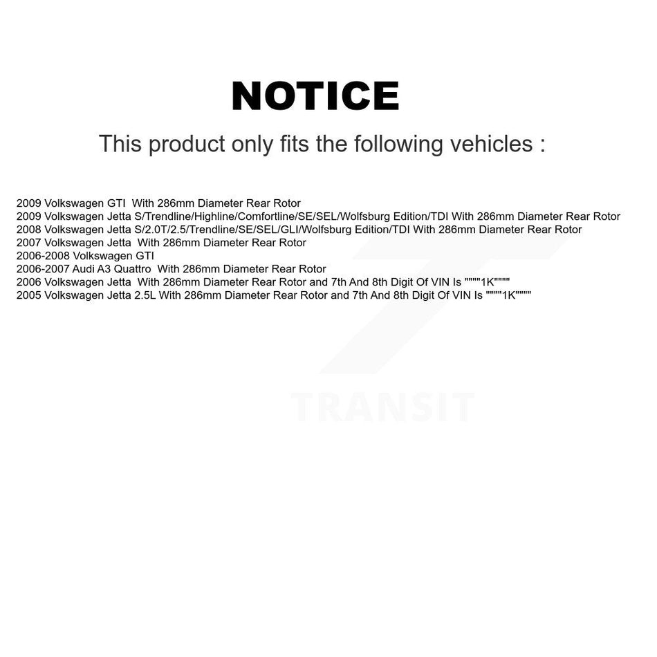 Rear Disc Brake Caliper Coated Rotors And Semi-Metallic Pads Kit For Volkswagen Jetta GTI Audi A3 Quattro KCG-100230S