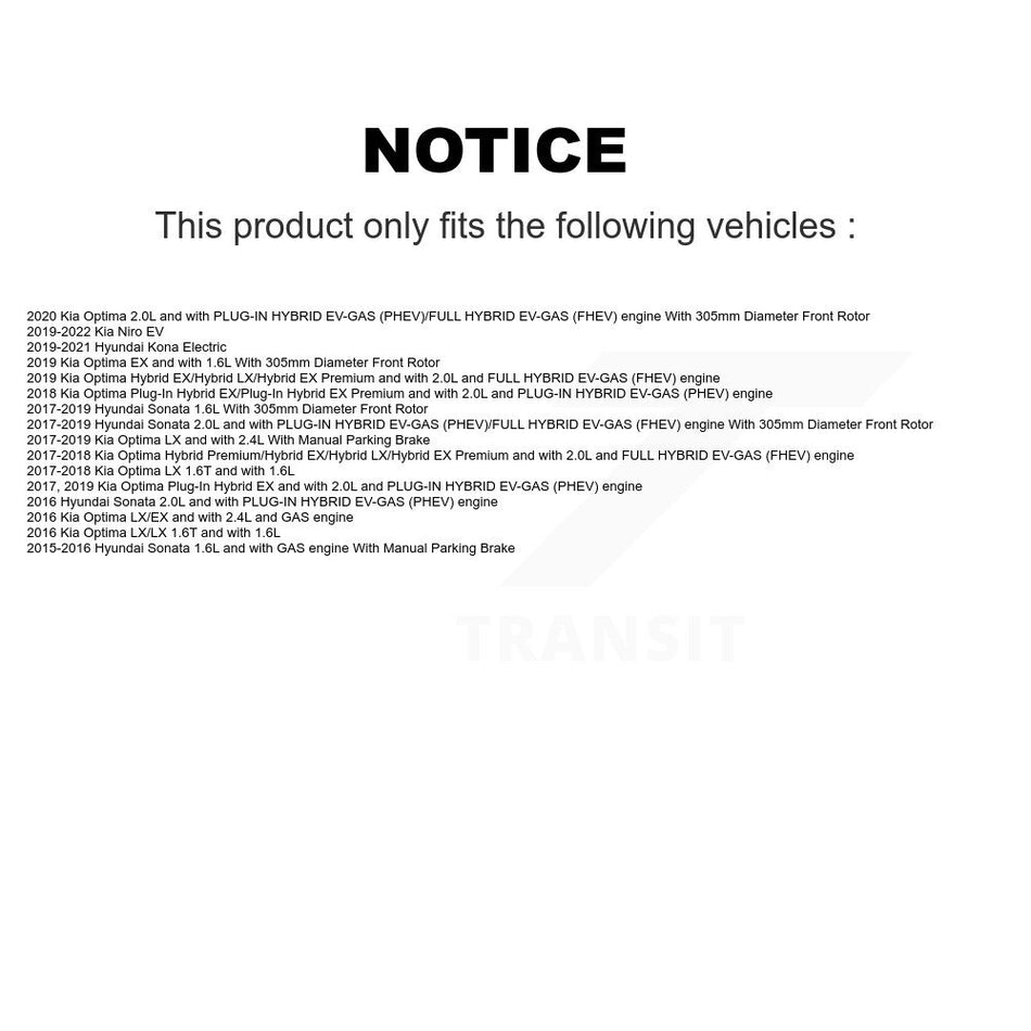 Front Brake Caliper Coat Rotor Ceramic Pad Kit For Hyundai Sonata Kia Kona Electric Niro KCG-100242N