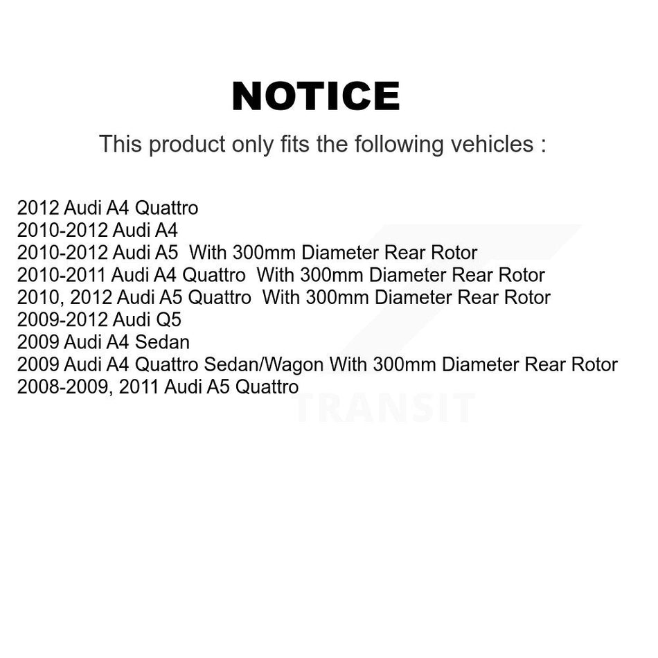 Rear Disc Brake Caliper Coated Rotors And Semi-Metallic Pads Kit For Audi Q5 A4 Quattro A5 KCG-100255P