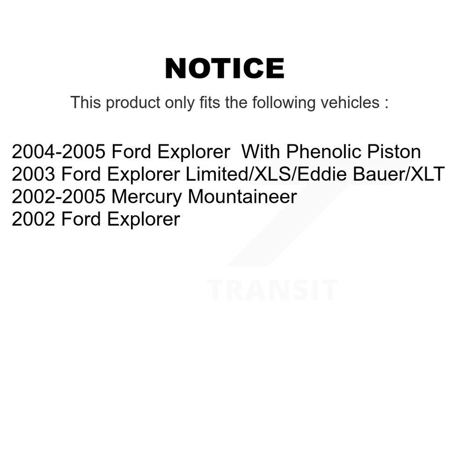 Rear Disc Brake Caliper Coated Rotors And Ceramic Pads Kit For Ford Explorer Mercury Mountaineer KCG-100259C