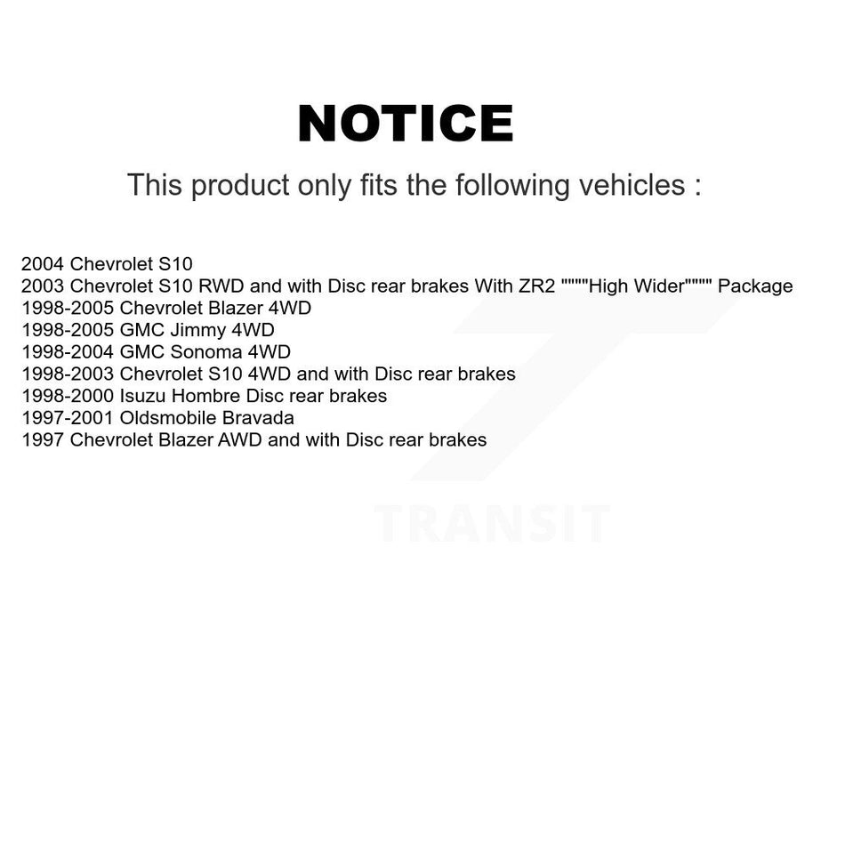 Rear Brake Caliper Coat Rotor & Semi-Metallic Pad Kit For Chevrolet GMC Blazer S10 Jimmy KCG-100265P