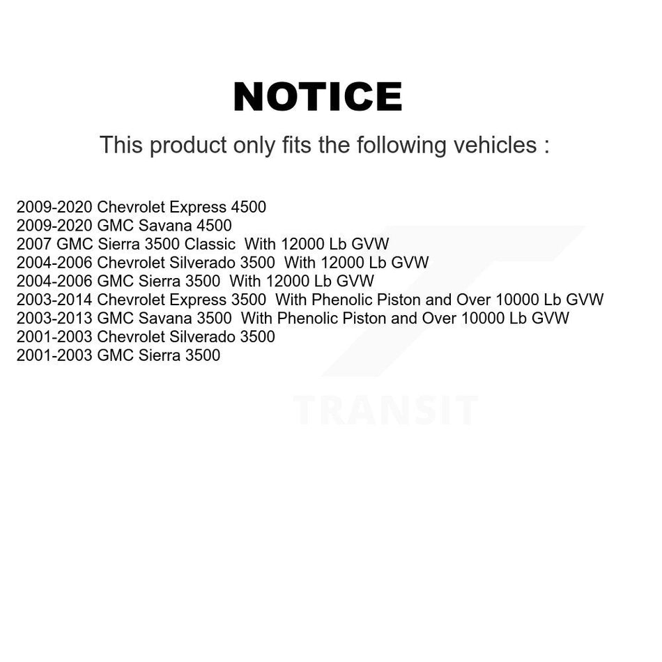 Front Brake Caliper Coat Rotor And Ceramic Pad Kit For Chevrolet GMC Express 3500 Savana KCG-100320N