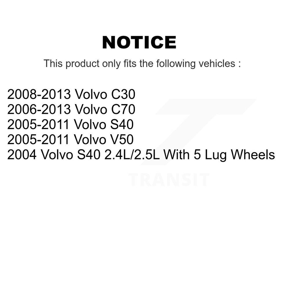 Rear Disc Brake Caliper Coated Rotors And Ceramic Pads Kit For Volvo S40 C30 V50 C70 KCG-100321C