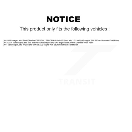 Front Disc Brake Caliper Coated Rotors And Semi-Metallic Pads Kit For Volkswagen Jetta KCG-100451P