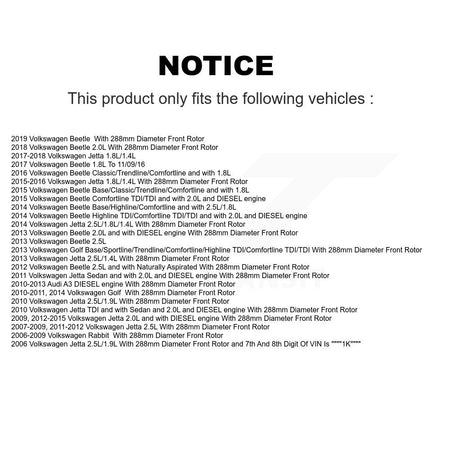 Front Brake Caliper Coat Rotor Semi-Metallic Pad Kit For Volkswagen Jetta Golf Beetle A3 KCG-100452S