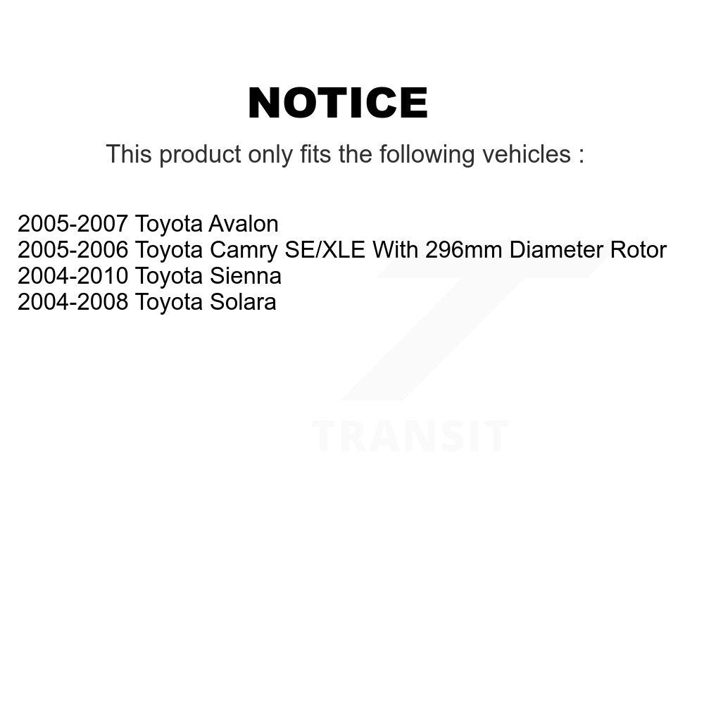 Front Brake Caliper Coat Rotor And Ceramic Pad Kit For Toyota Sienna Camry Solara Avalon KCG-100464N