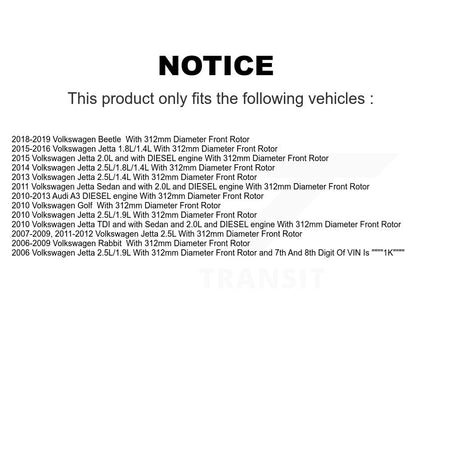 Front Brake Caliper Coat Rotor Semi-Metallic Pad Kit For Volkswagen Jetta Rabbit Golf A3 KCG-100465S