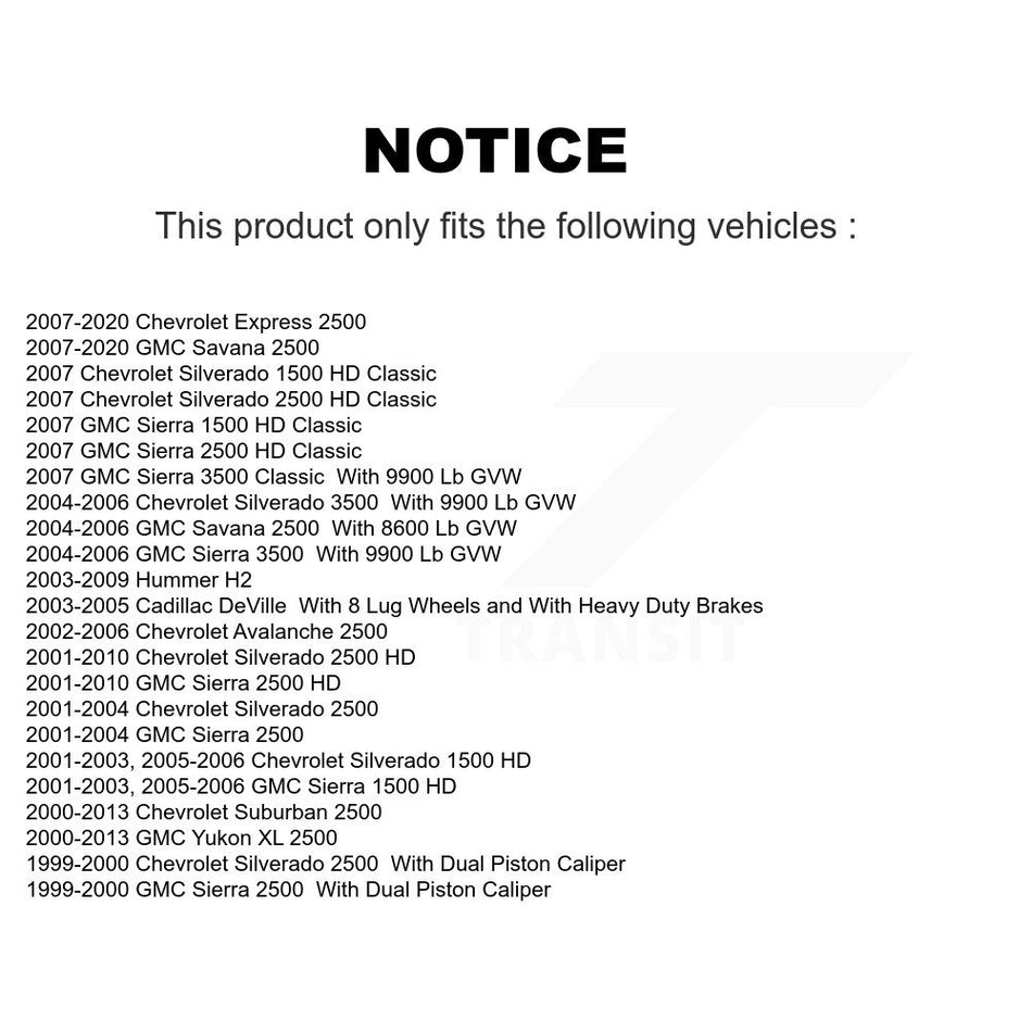 Front Brake Caliper Coat Rotor Semi-Metallic Pad Kit For GMC Chevrolet Sierra 2500 HD H2 KCG-100530S