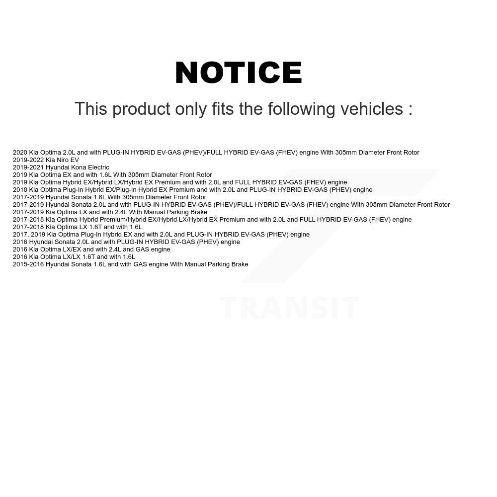 Front Brake Caliper Coat Rotor Ceramic Pad Kit For Hyundai Sonata Kia Kona Electric Niro KCG-100555T