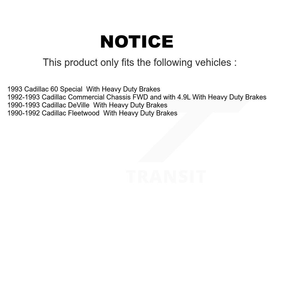 Front Disc Brake Caliper Coated Rotors And Semi-Metallic Pads Kit For Cadillac DeVille Fleetwood 60 Special Commercial Chassis With Heavy Duty Brakes KCG-100556N
