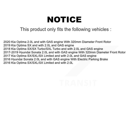 Front Disc Brake Caliper Coated Rotors And Ceramic Pad Kit For Hyundai Sonata Kia Optima KCG-100560C