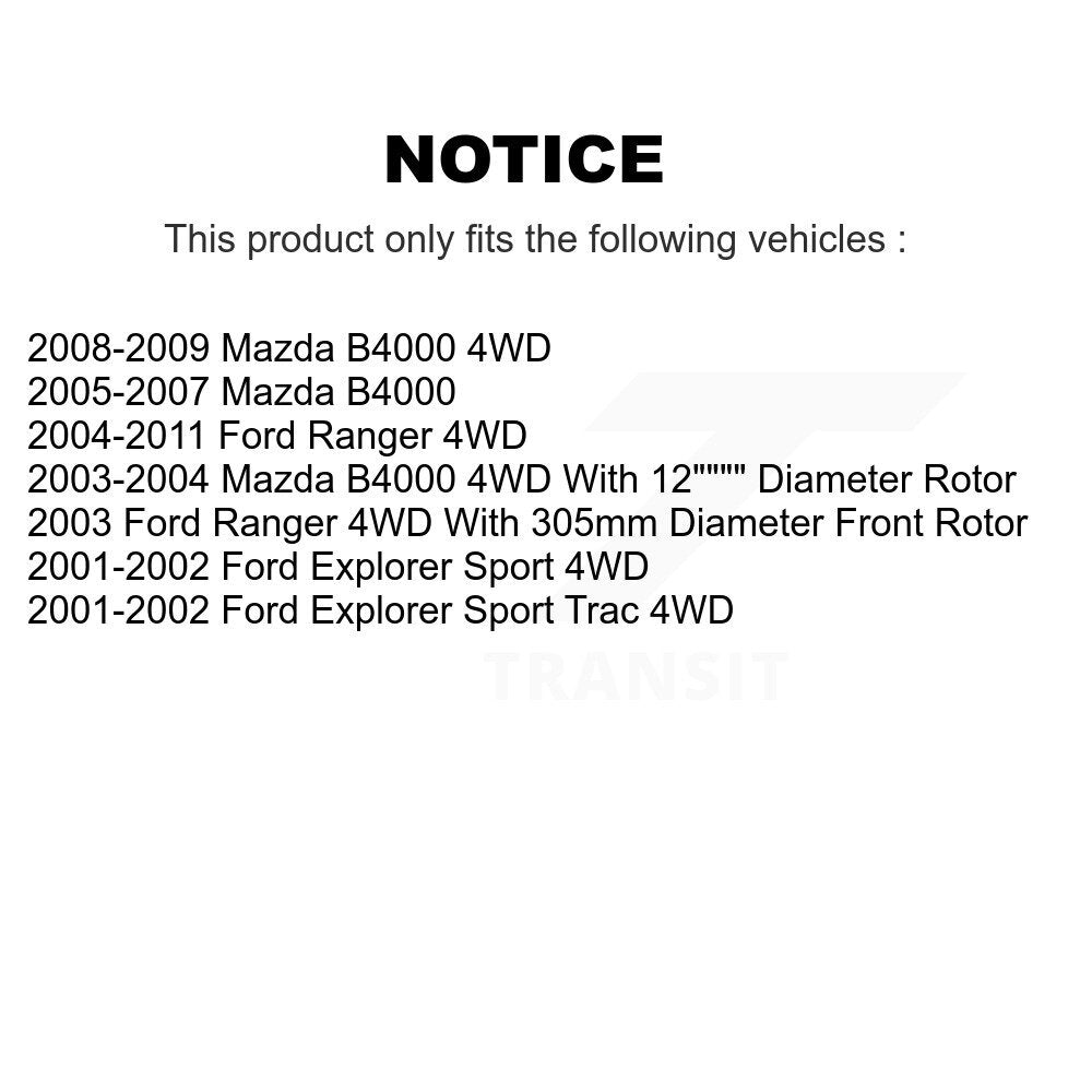 Front Brake Caliper Coat Rotor Ceramic Pad Kit For Ford Ranger Mazda B4000 Explorer Trac KCG-100562N