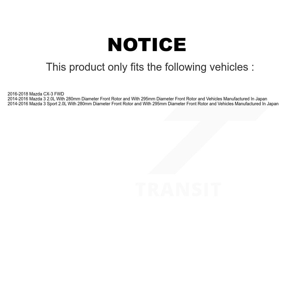 Front Disc Brake Caliper Coated Rotors And Semi-Metallic Pads Kit For Mazda 3 CX-3 Sport KCG-100566P