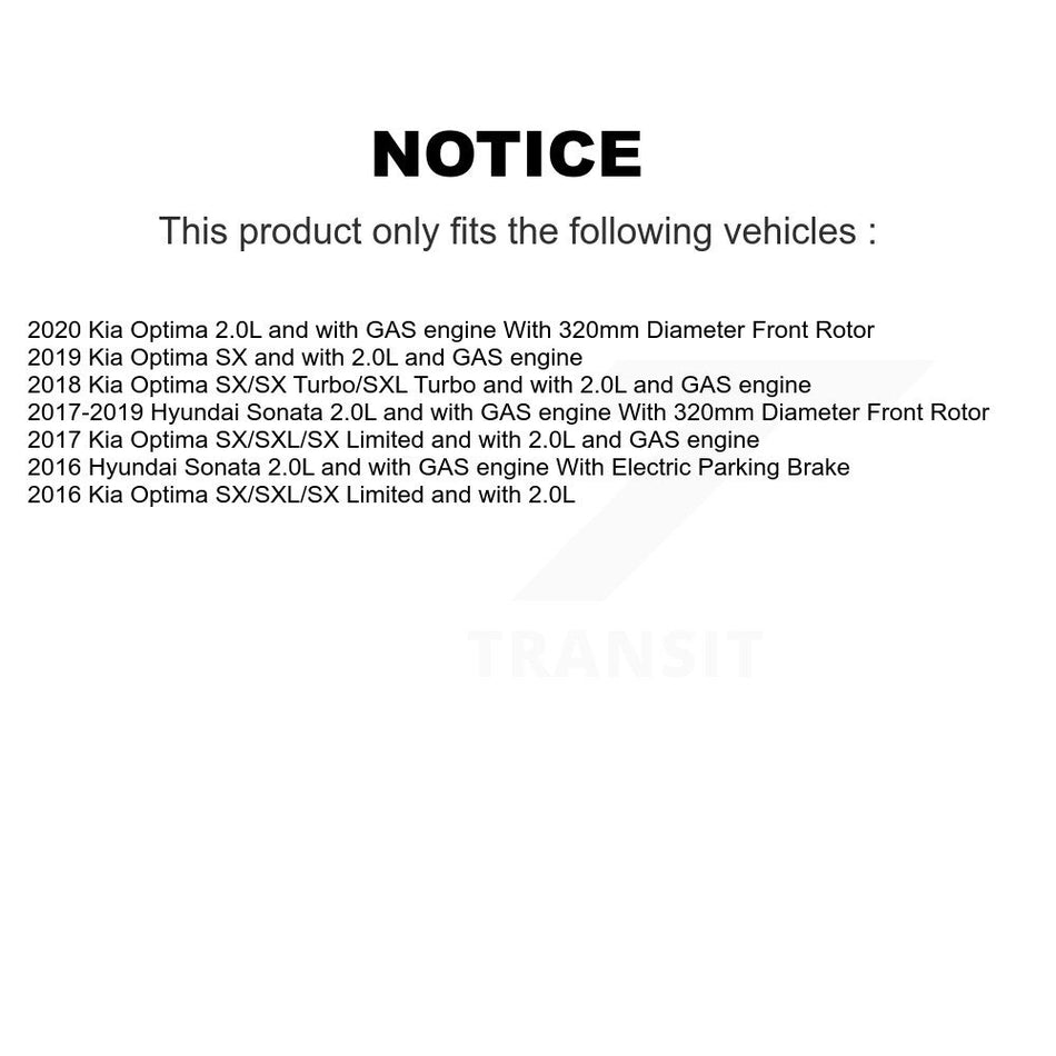 Front Disc Brake Caliper Coated Rotors And Ceramic Pad Kit For Hyundai Sonata Kia Optima KCG-100569T