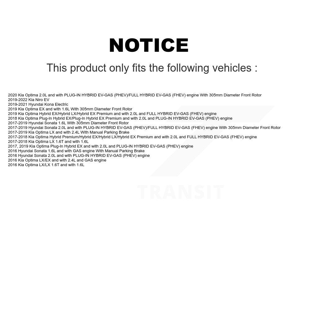 Front Brake Caliper Coat Rotors Semi-Metallic Pad Kit For Hyundai Sonata Kia Kona Optima KCG-100580P