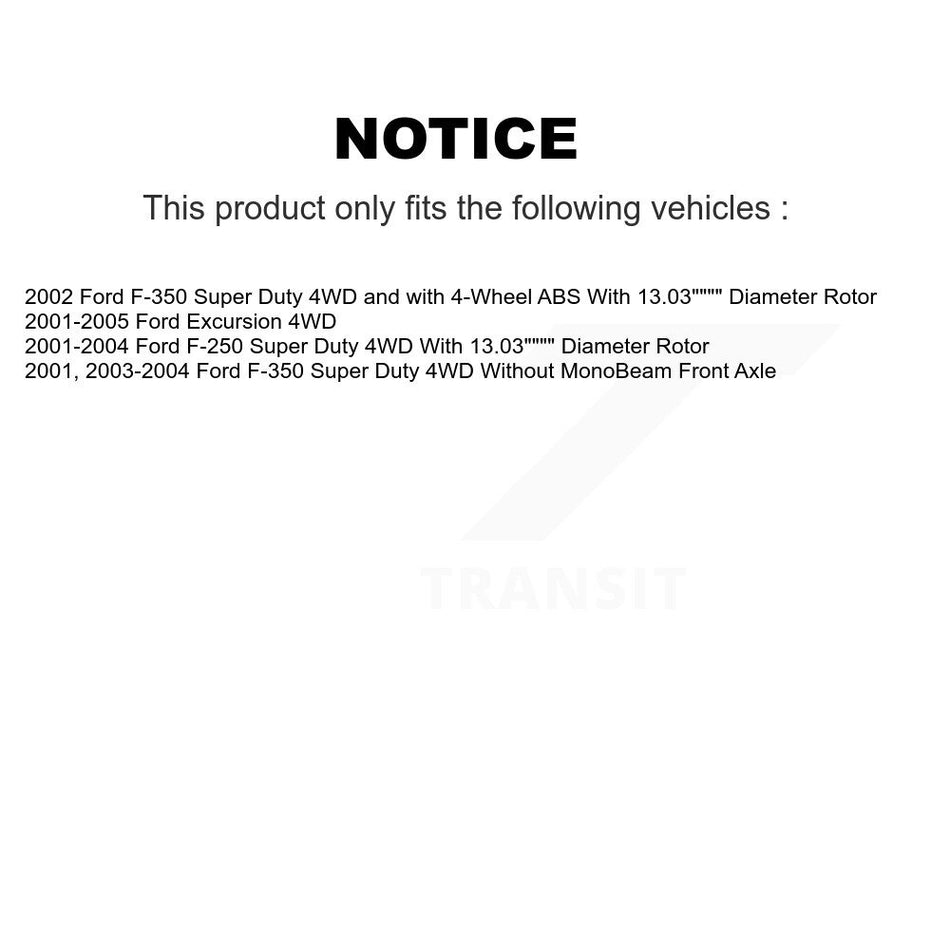 Front Brake Caliper Coat Rotor Ceramic Pad Kit For Ford F-350 Super Duty F-250 Excursion KCG-100600T