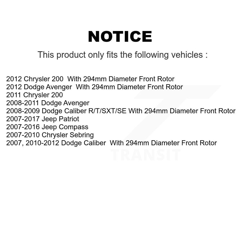 Front Brake Caliper Coat Rotor & Ceramic Pad Kit For Jeep Patriot Dodge Compass Chrysler KCG-100622C